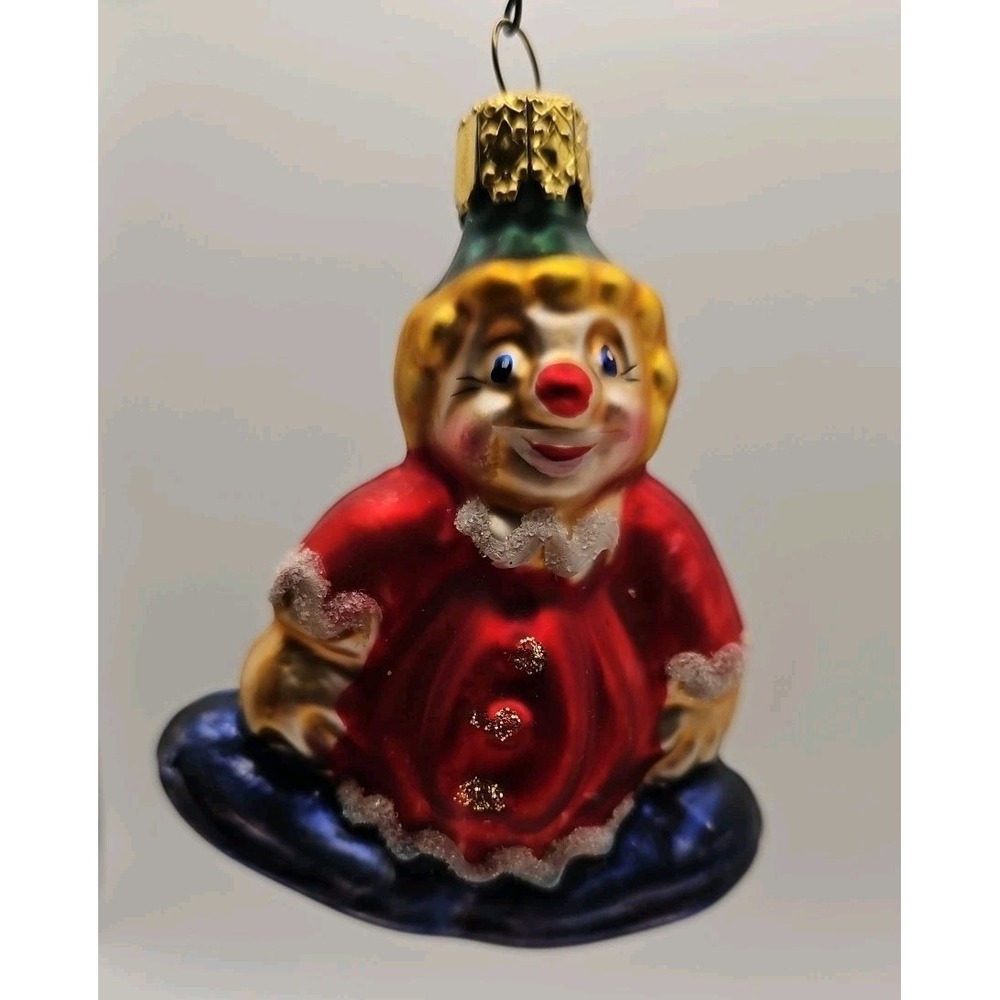 Vintageโ Mouth Blown Handpainted German Christmas Ornament CLOWN (444)